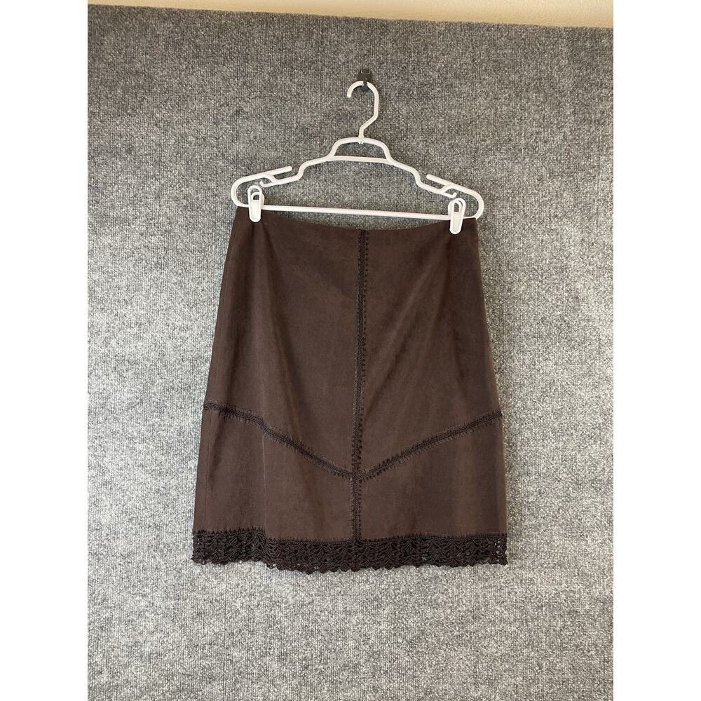 AGB‎ Dress Skirt Women's 10 Brown Sude Crochet Stitching